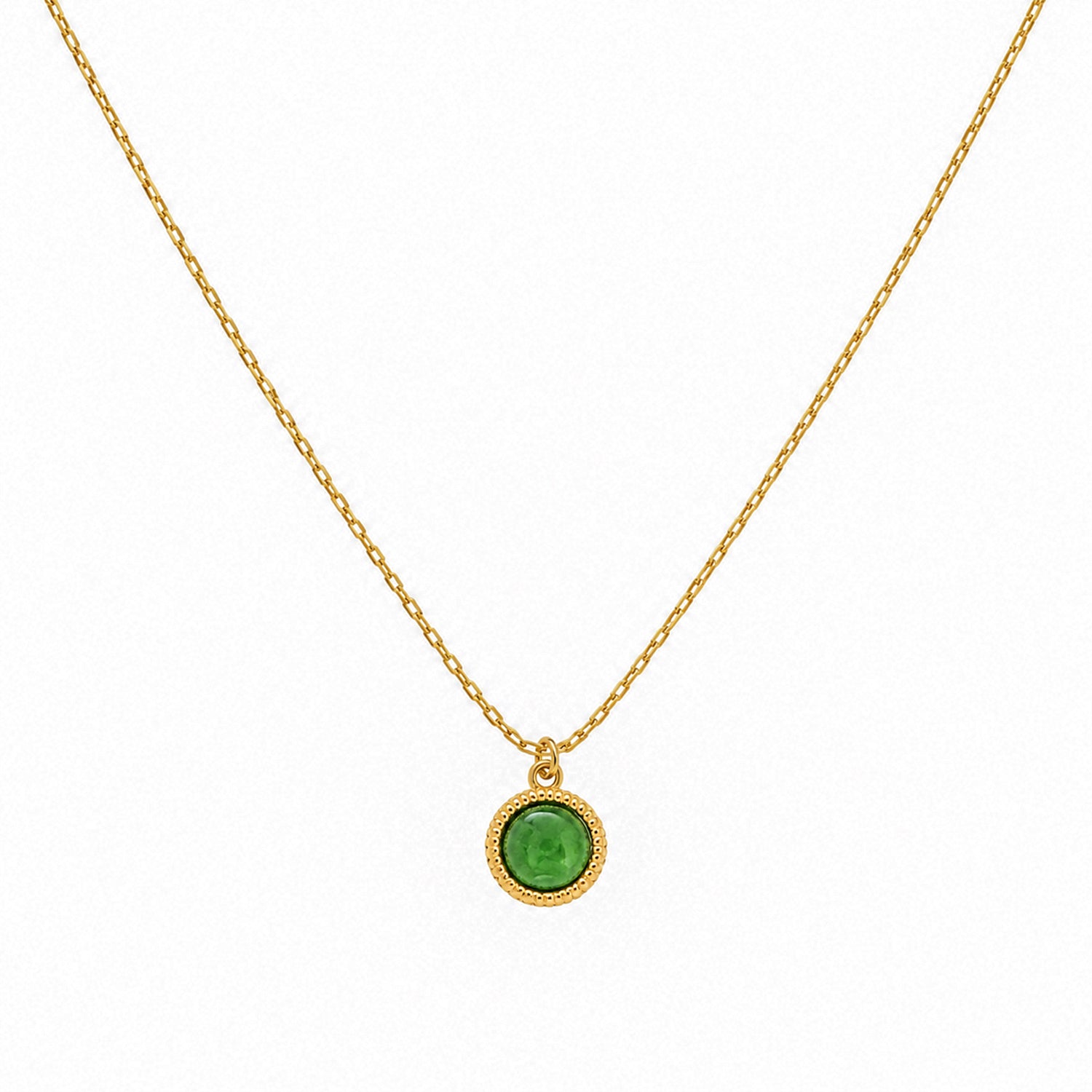 Stylish Minimal Green Stone Round Pendant For Girls & Women