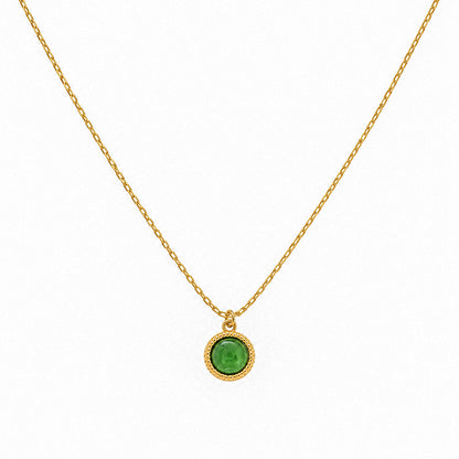 Stylish Minimal Green Stone Round Pendant For Girls & Women