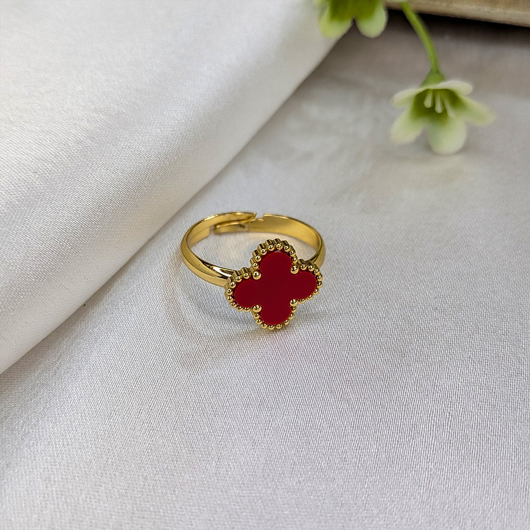 Gold Plated Floral Combo Set with Necklace, Earrings, Ring & Bracelet