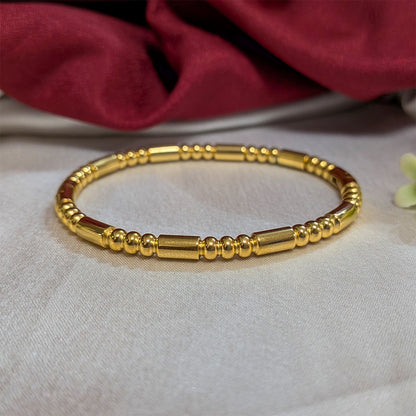 Gold Plated Bamboo Tube & Bead Detail Bracelet For Girls & Women
