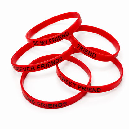 Pack of 5 Mixed Prints Silicone Friendship Wrist Bands