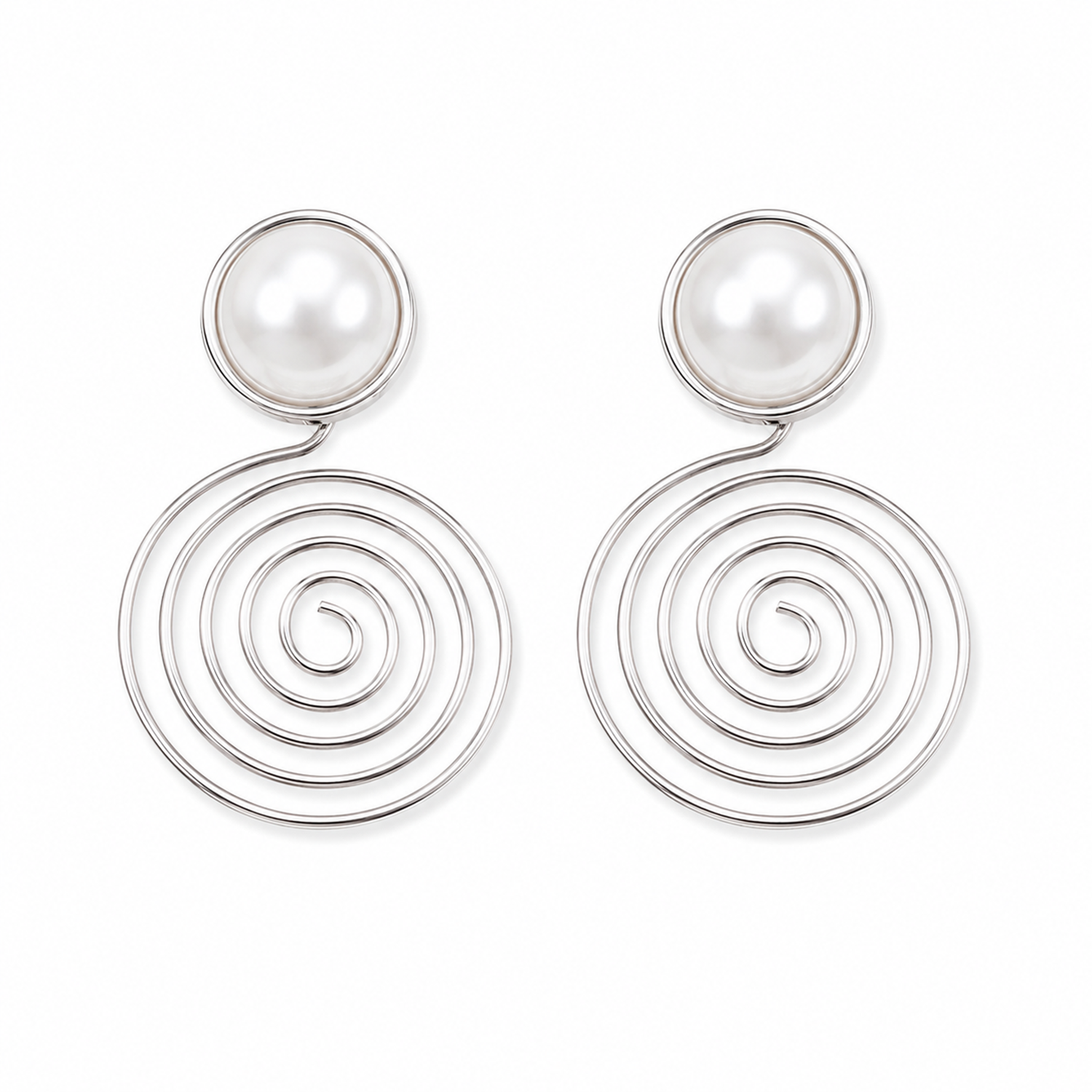 Spiral Big Pearl Stud Earrings for Women & Girls