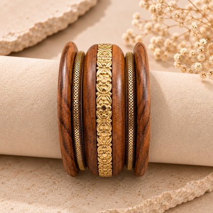 Classic Blocks Geometric Design Ethnic Bangle Set for Girls & Women's