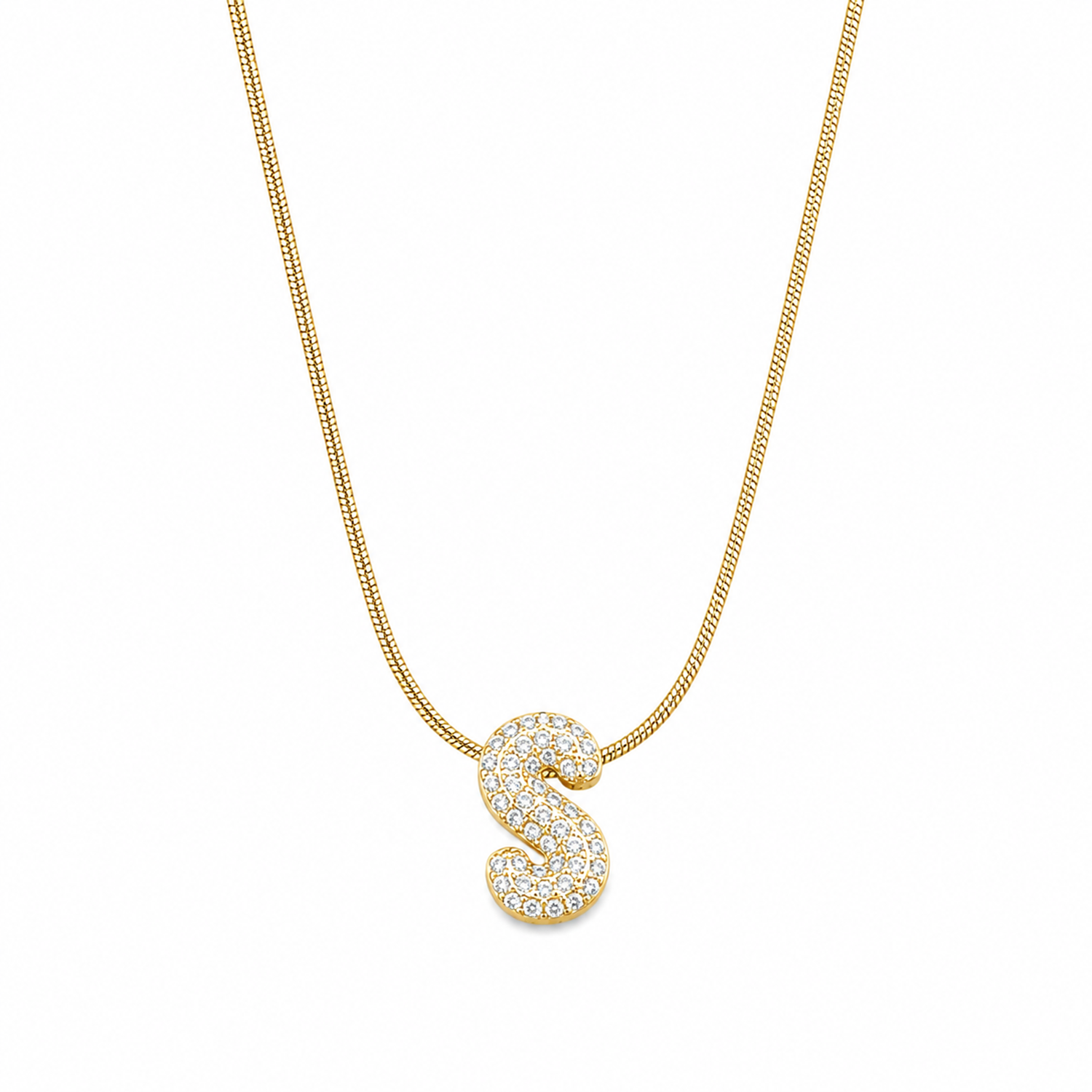 Chunky CZ Stone Alphabet Pendant for Girl & Women's