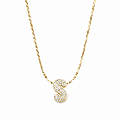 Chunky CZ Stone Alphabet Pendant for Girl & Women's