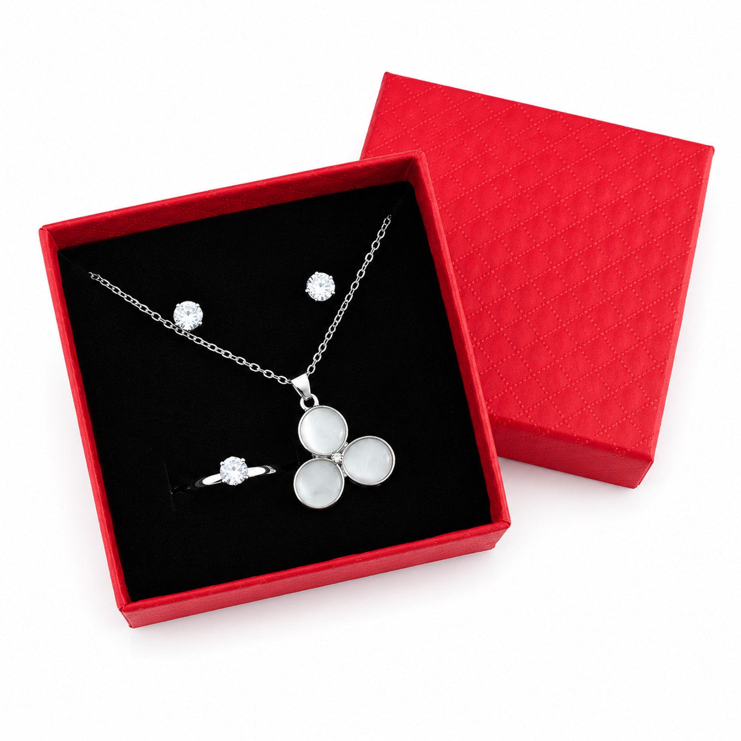 Three-Petal Crystal Jewelry Set for Women and Girls