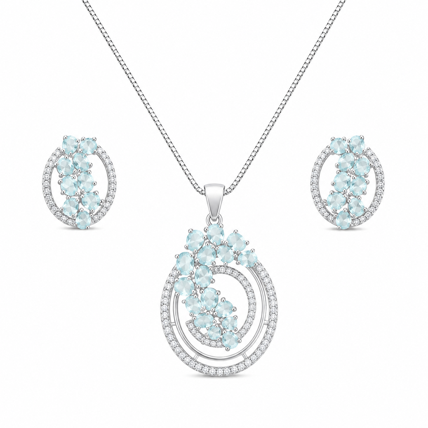 Intricate Cubic Zirconia Circular Floral Pendant Set for Girls & Women's