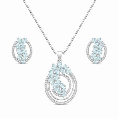 Intricate Cubic Zirconia Circular Floral Pendant Set for Girls & Women's