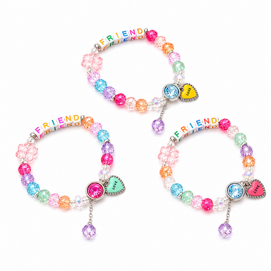 Colorful Heart Charm Friendship Day Bracelets for Kids, Boys & Girls