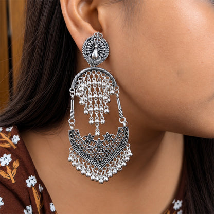 Oxidized Fringes Beaded Earrings for Girls & Women's