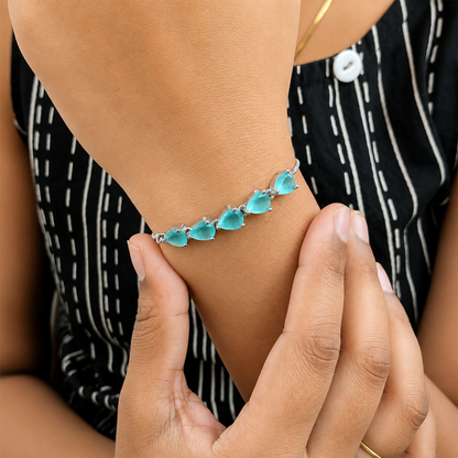 Triangle Shape Stone Chain Bracelet With Sliding Closure for Girls & Women's