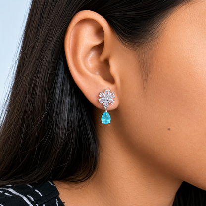 Trendy Elara Teardrop Floral Stud Earrings for Girls & Women's