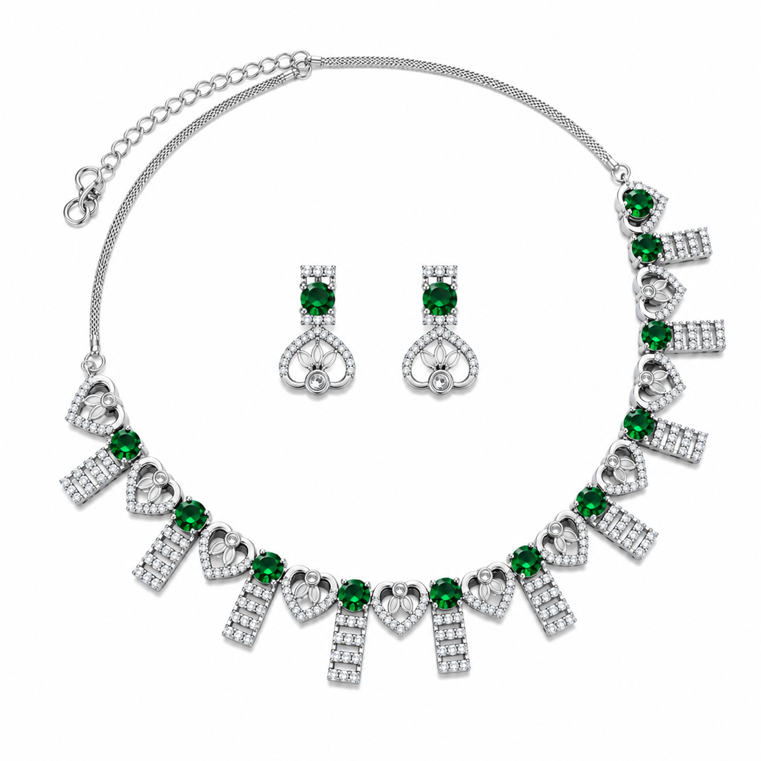 Enchanting AD Stone Heart Shape Necklace Set for Girls & Women's
