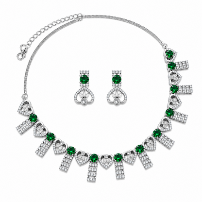 Enchanting AD Stone Heart Shape Necklace Set for Girls & Women's