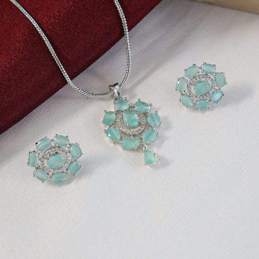 Midnight Grace American Diamond Pendant Set