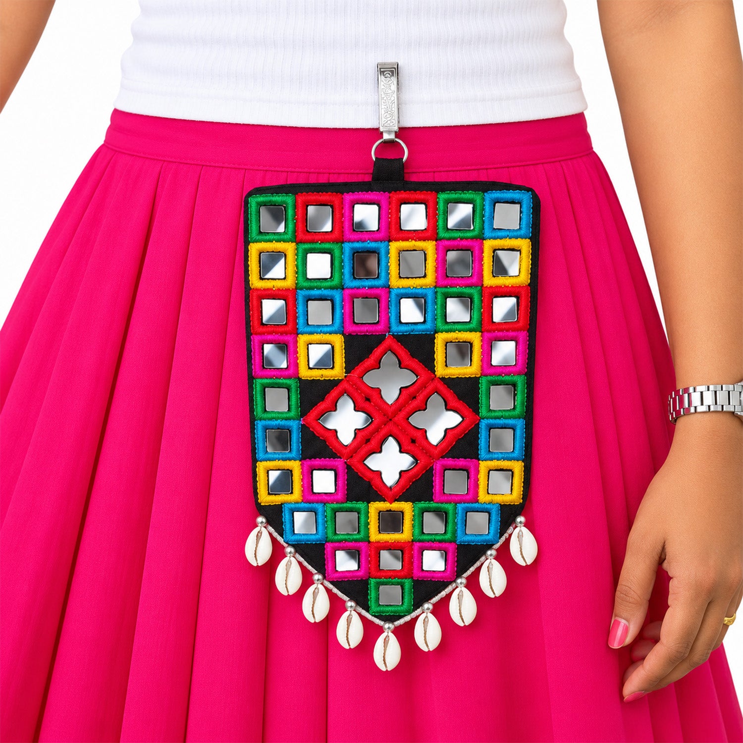 Handcrafted Kutchi Mirror Work Mobile Pouch