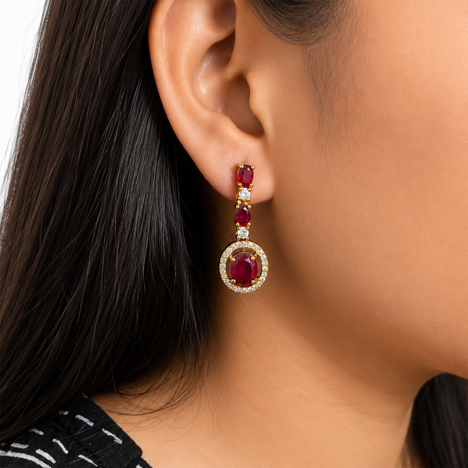 Sway CZ Stone Halo Drop Earrings for Girls & Women's