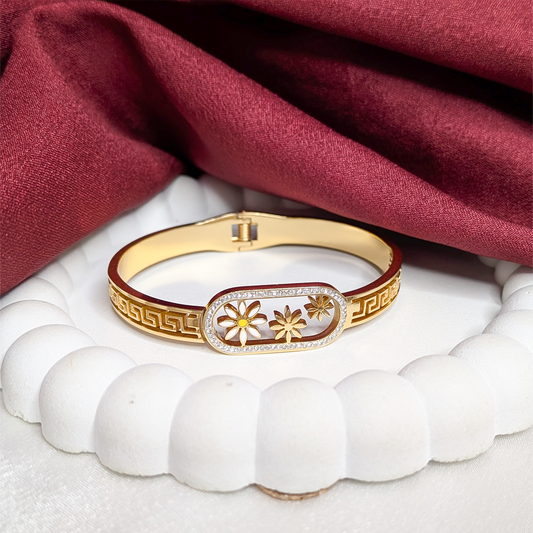 Beach Floral Theme AD Stone Cuff Bracelet for Women & Girls