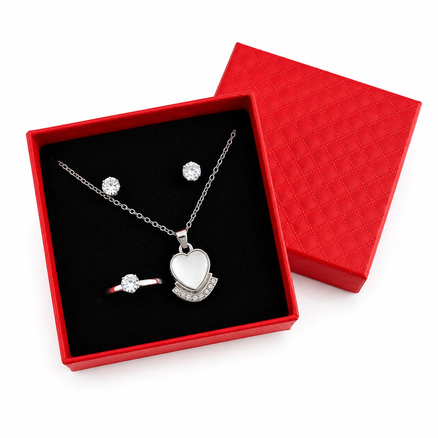 Elegant Heart Pendant Jewellery Set for Women & Girls