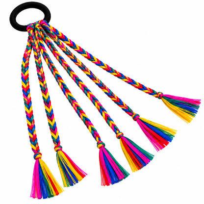 Vibrant Rainbow Multi-Strand Braided Hair Tie