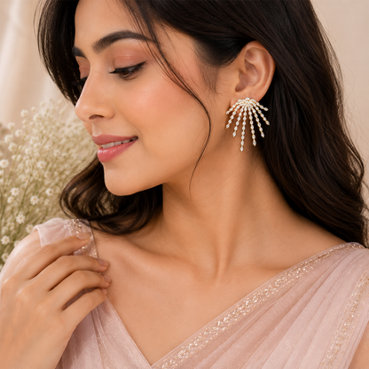 18K Sparkling Cubic Zirconia Stone Claw Earrings