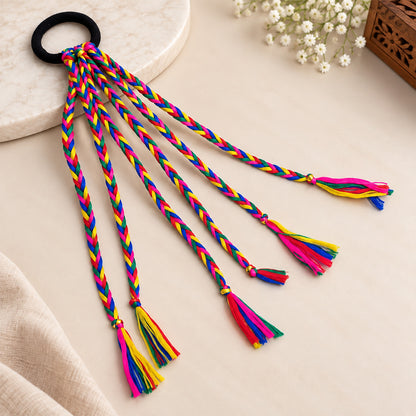 Vibrant Rainbow Multi-Strand Braided Hair Tie