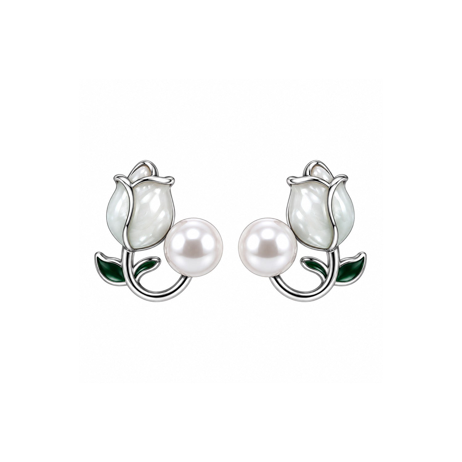Faux Enamel Tulip Stud Earrings for Girls & Women's