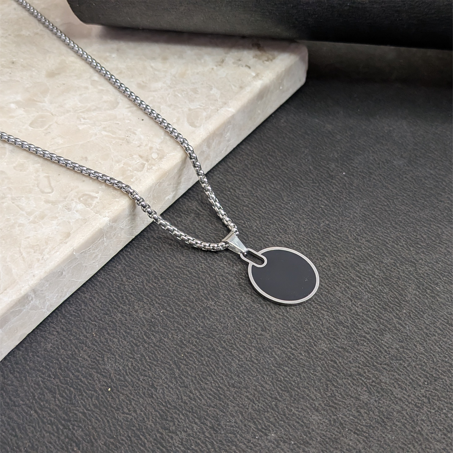 Radian Circle Black Onyx Pendant for Men & Boys