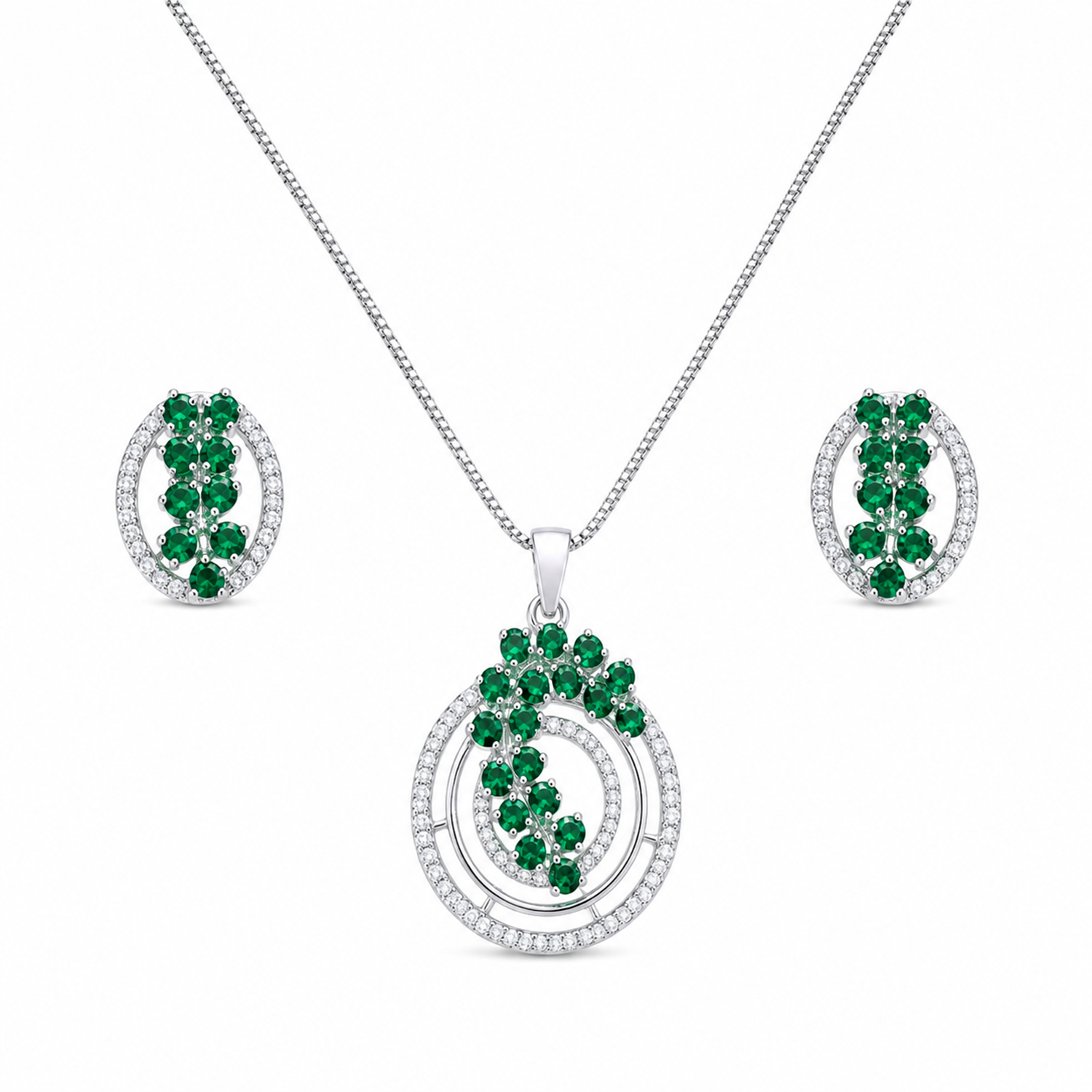 Intricate Cubic Zirconia Circular Floral Pendant Set for Girls & Women's