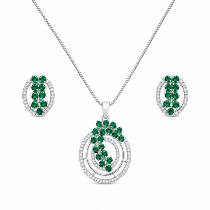 Intricate Cubic Zirconia Circular Floral Pendant Set for Girls & Women's