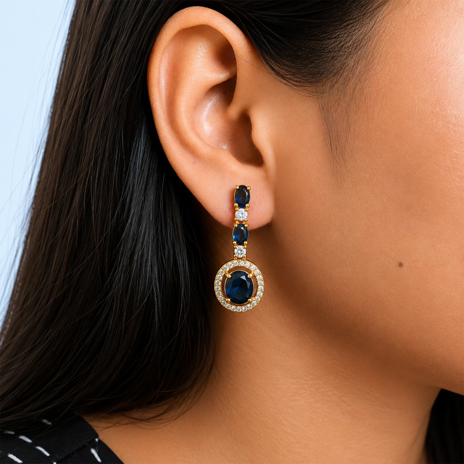 Sway CZ Stone Halo Drop Earrings for Girls & Women's