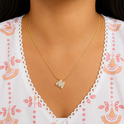 Chunky CZ Stone Alphabet Pendant for Girl & Women's