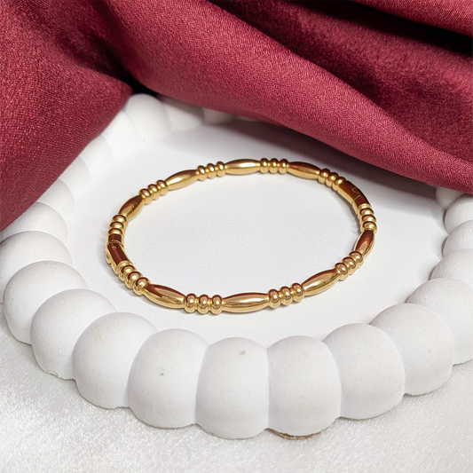 Bamboo Style Tubes & Small Bead Clusters Bracelet for Women & Girls