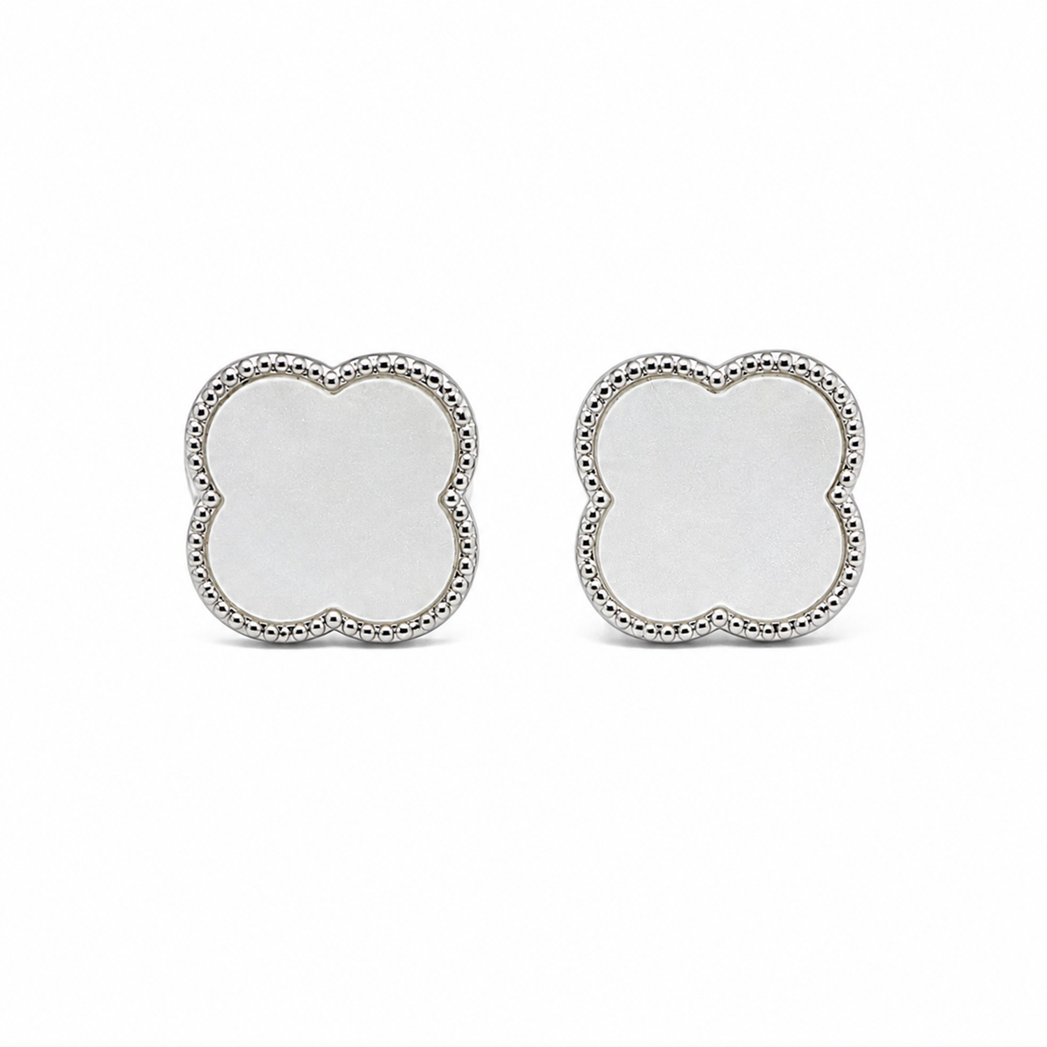 Four Leaf Floral Stud Bezel Earrings For Girls & Women