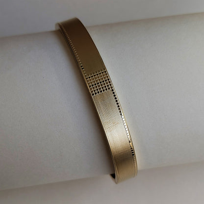 Gold Plated Matte & Gloss Grid Accent Luxury Designer Designer Stainless Steel Bracelet For Men