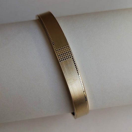 Gold Plated Matte & Gloss Grid Accent Luxury Designer Designer Stainless Steel Bracelet For Men