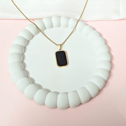 Resin Onyx Design Stainless Steel Rectangle Pendant for Girls & Women's