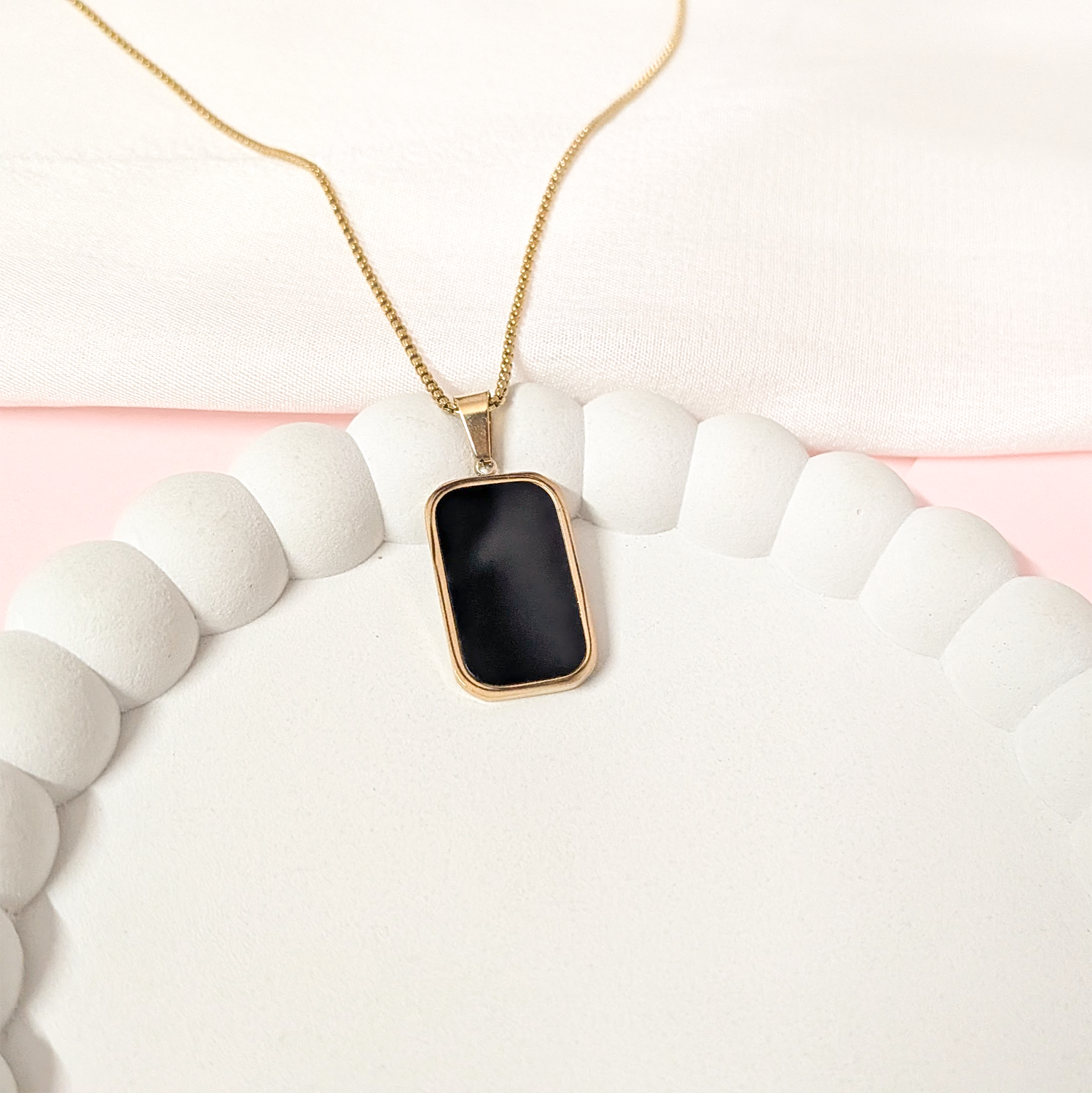 Resin Onyx Design Stainless Steel Rectangle Pendant for Girls & Women's