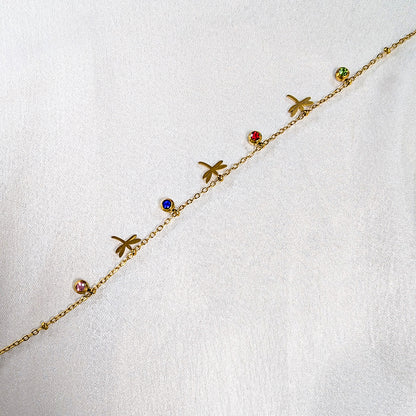 Gold Finish Leaf & Butterfly Charm Anklet For Girls & Women