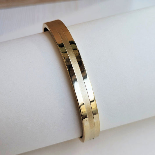 Gold Plated Matte & Gloss Finish Sleek Designer Stainless Steel Bracelet For Men