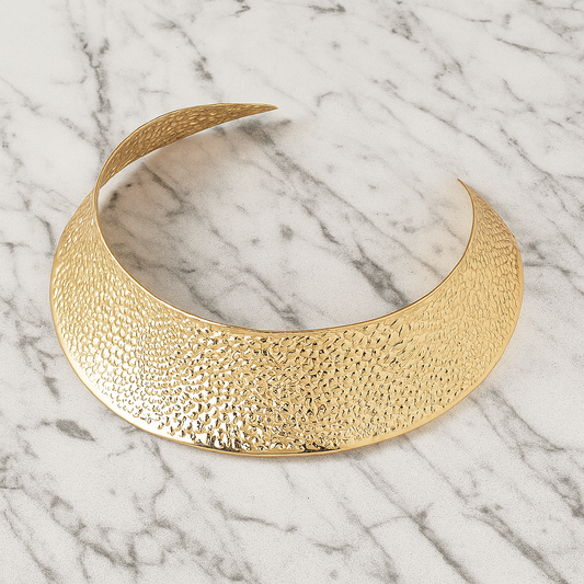 Bold Dome Textured Gold Collar Necklace