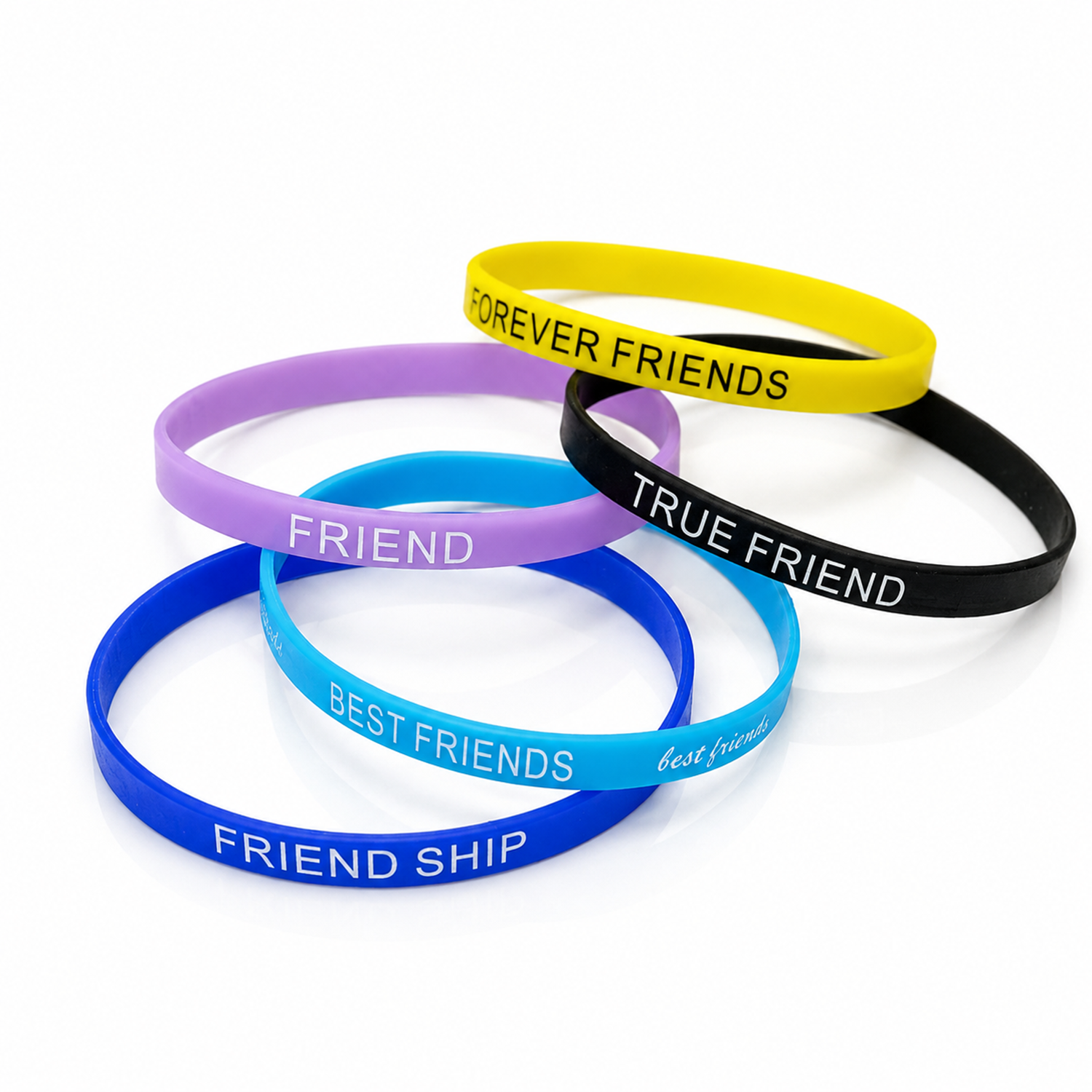 Pack of 5 Multicolor Silicone Friendship Day Bands