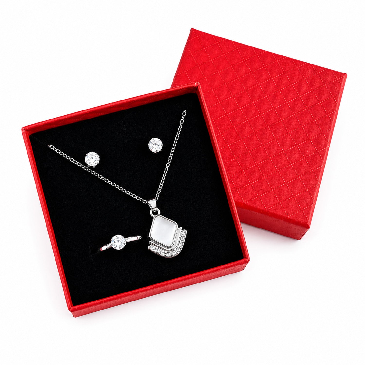 Elegant Square Pendant Jewellery Set for Women & Girls