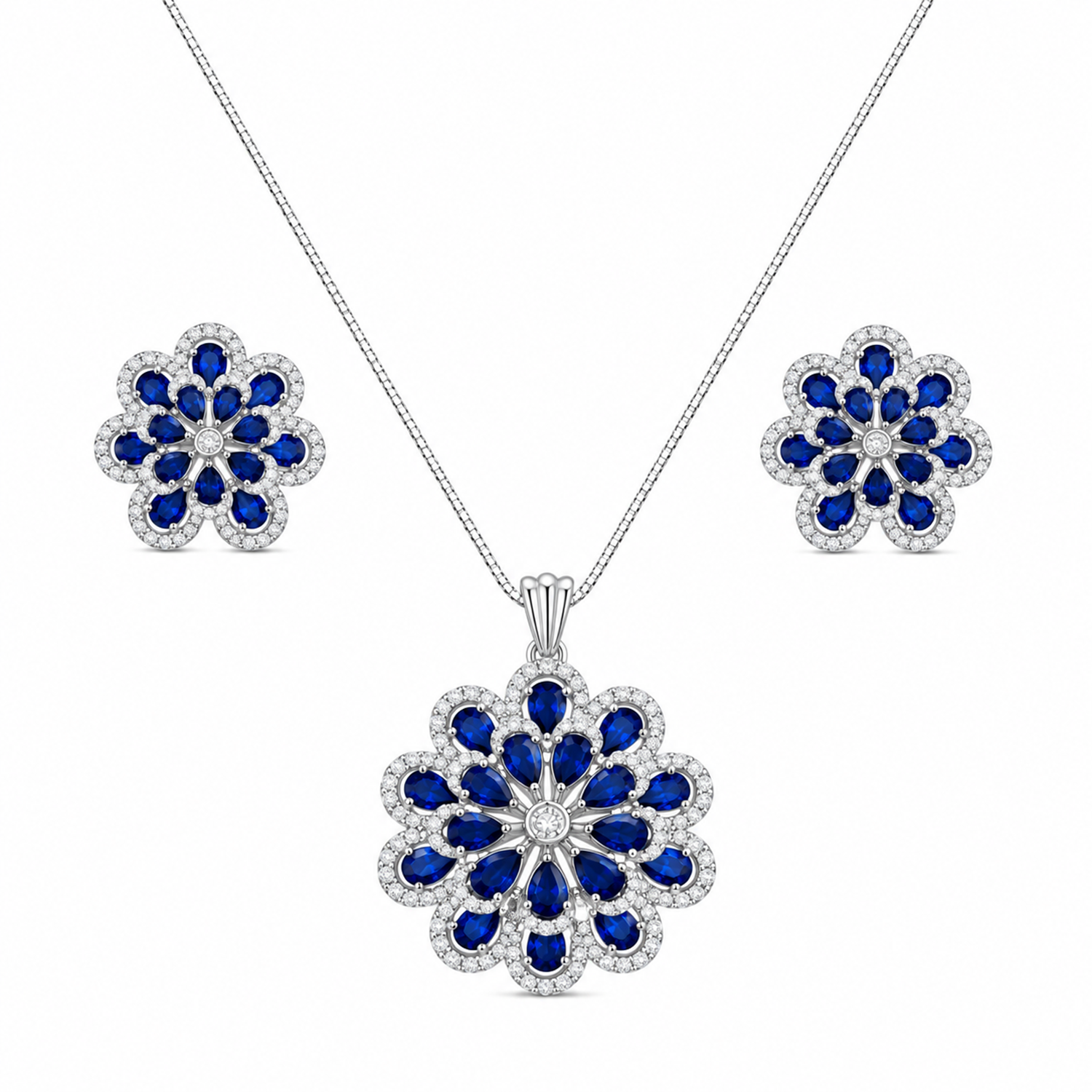 Twilight Blossom Rhodium Finish Pendant Set for Girls & Women's