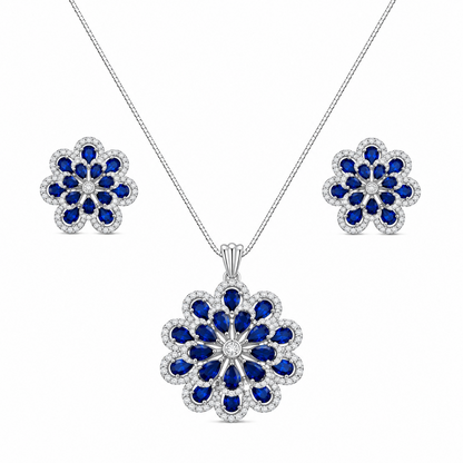 Twilight Blossom Rhodium Finish Pendant Set for Girls & Women's