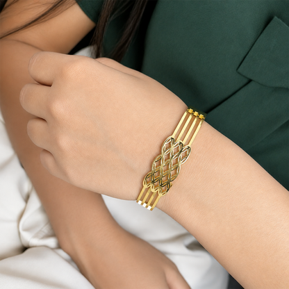 Stylish Bind Leaves Floral Design AD Stone Bracelet for Girls & Women