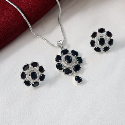 Midnight Grace American Diamond Pendant Set
