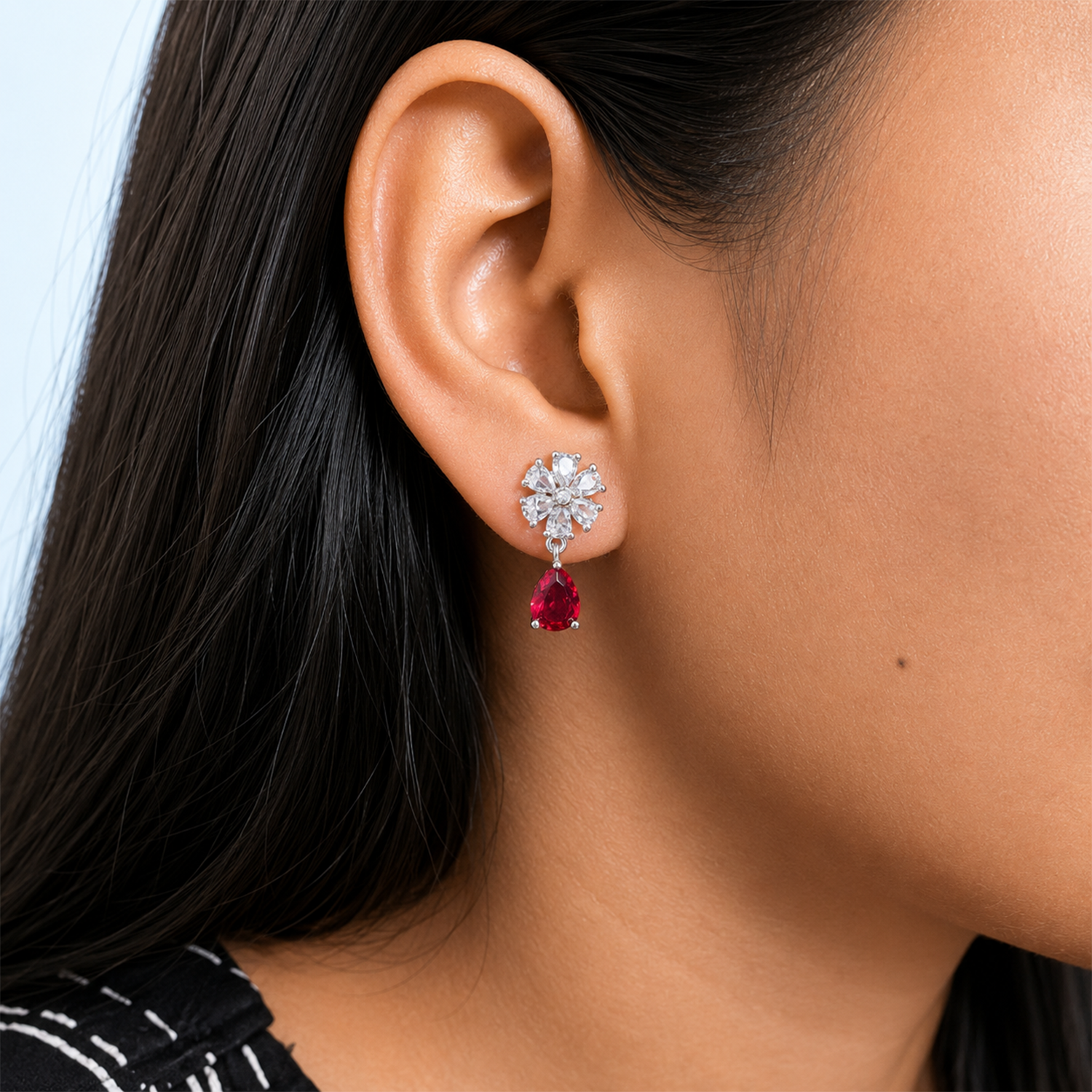 Trendy Elara Teardrop Floral Stud Earrings for Girls & Women's