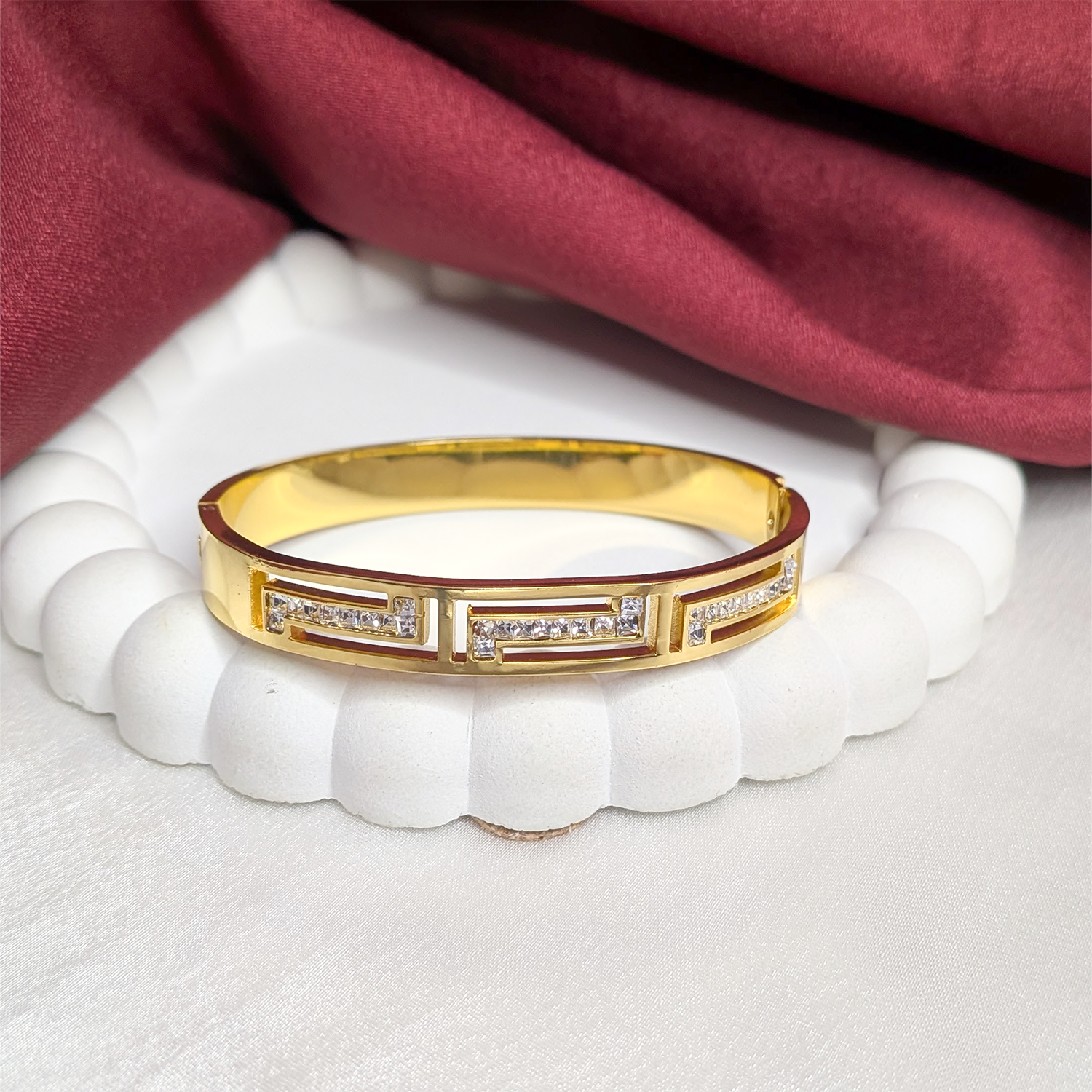 Fine Nail Design AD Stone Cuff Bracelet for Women & Girls