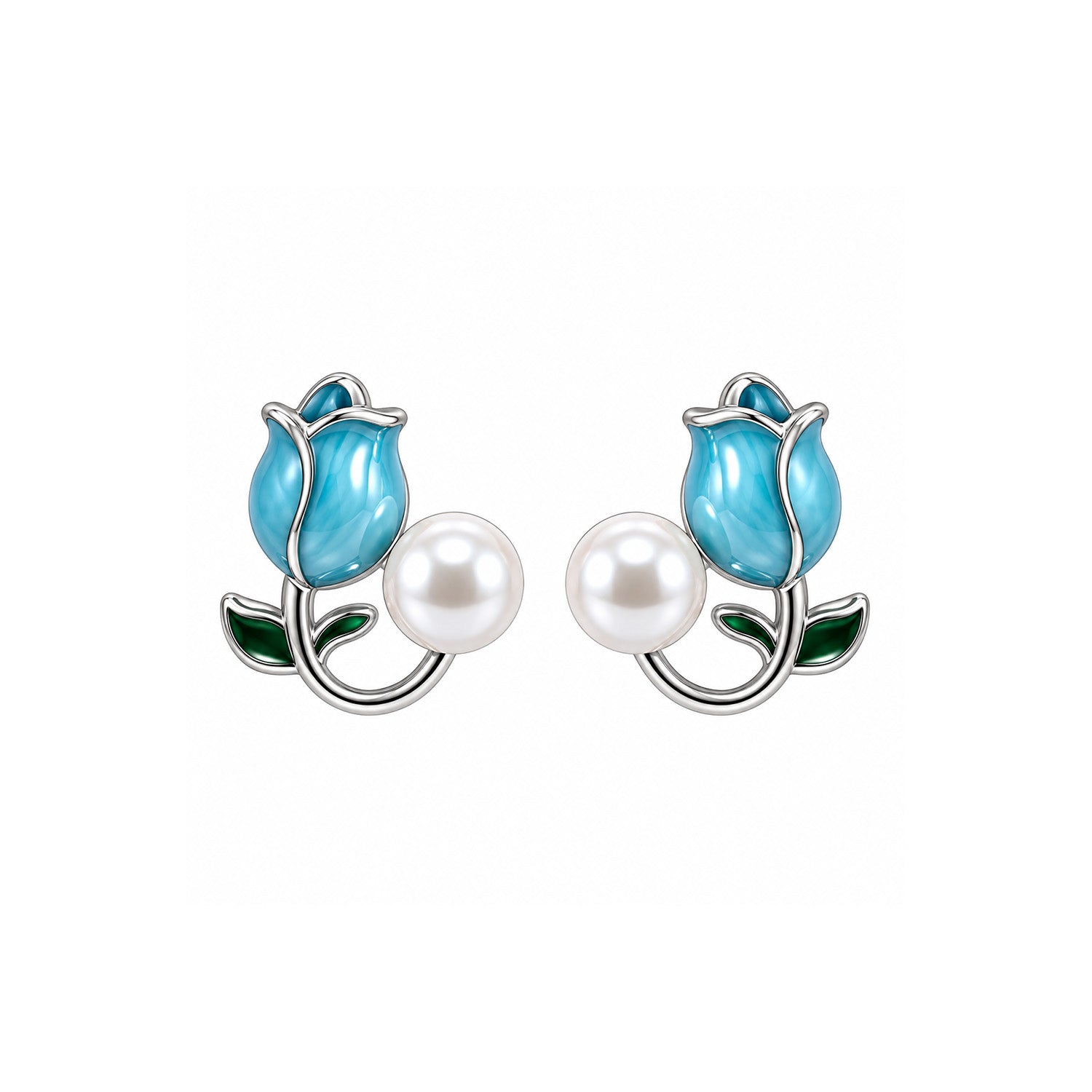 Faux Enamel Tulip Stud Earrings for Girls & Women's